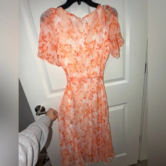 DKNY Orange Floral Midi Dress - Picture 4 of 6